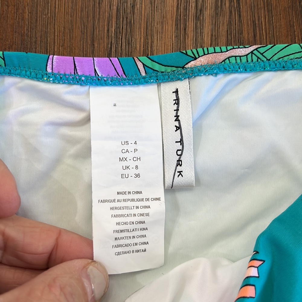NWOT{Trina Turk}Sz 4 Greens/Purple/Yellow /Peach Floral Bikini Bottoms - Picture 2 of 6
